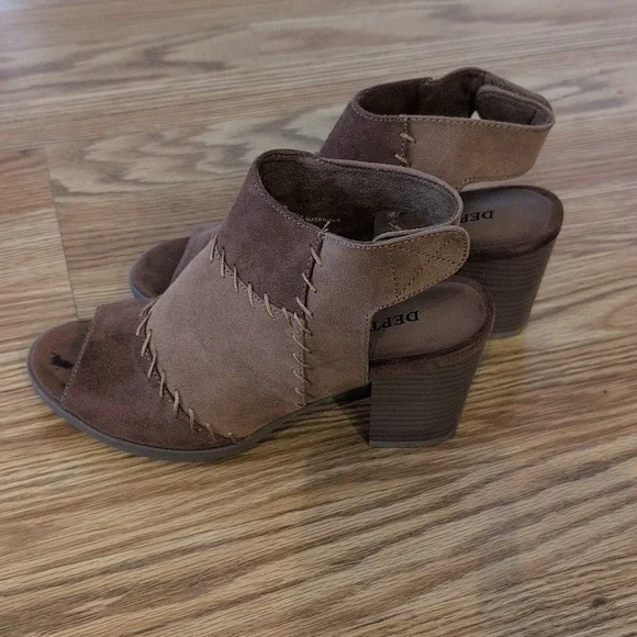 Dept222 Ava Stylish Chestnut Peep-Toe Ankle Boots - Picture 2 of 5